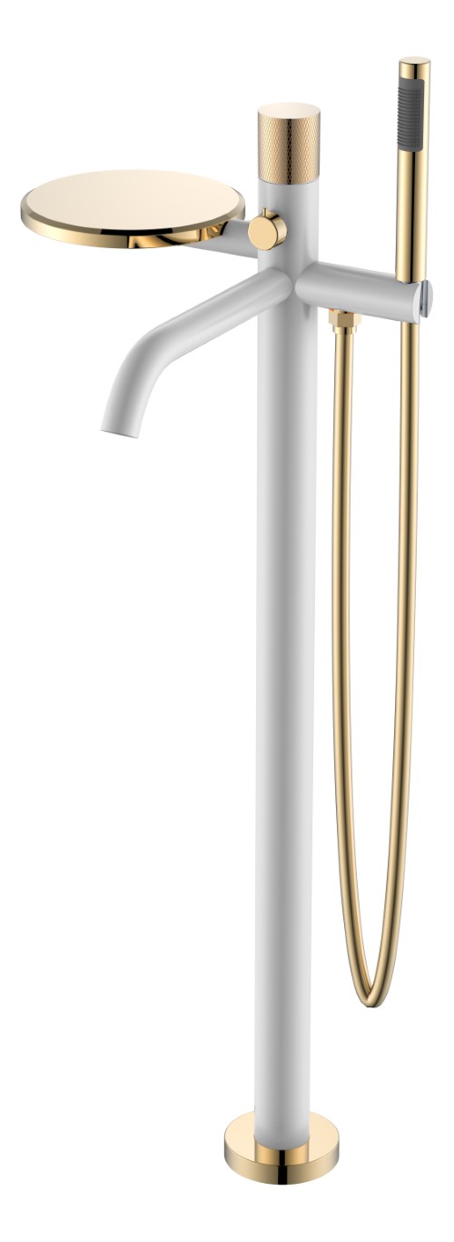 Смеситель STICK напольный WHITE DIAMOND GOLD