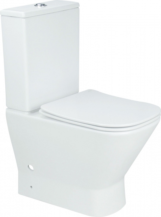 Напольный унитаз Aquanet Fine с бачком и микролифтом, безободковый FINE-C+FINE-C-1