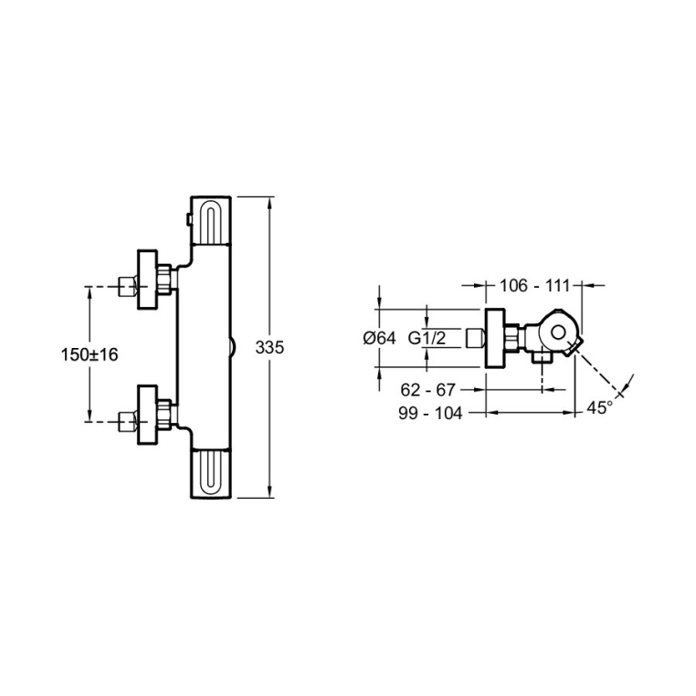 Термостатический смеситель для душа Jacob Delafon Metro E24395-BL