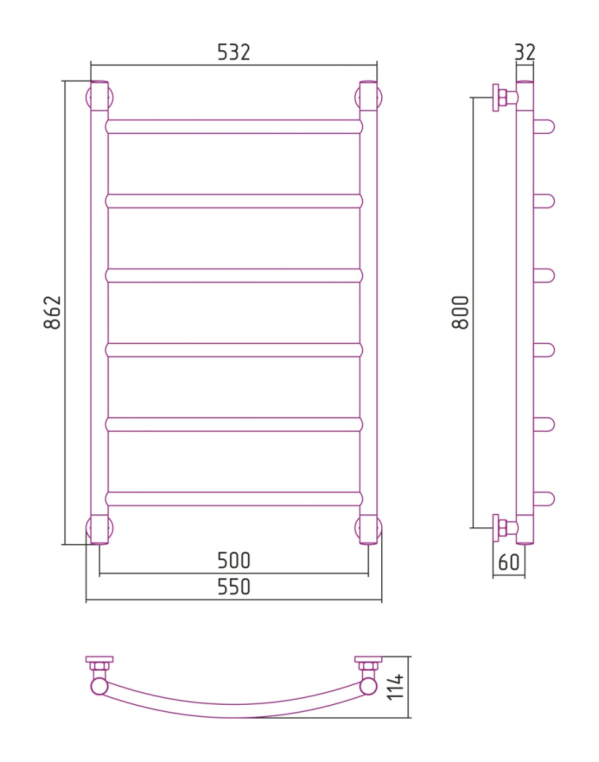 Полотенцесушитель водяной Сунержа Галант+ 55x86 071-0200-8050 хром