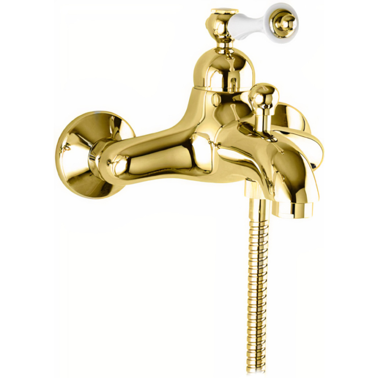 Смеситель для ванны и душа Cezares Margot MARGOT-VM-03/24-Bi золото ручка белая