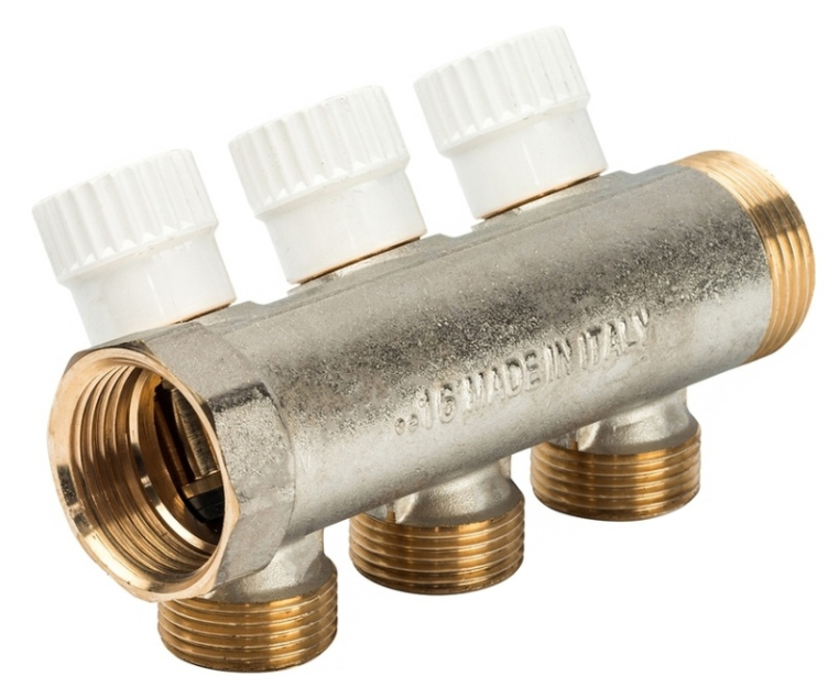 Коллектор Luxor CP 453 3/4 3 выхода 3/4"ЕК с перекрывающими кранами (68512803)