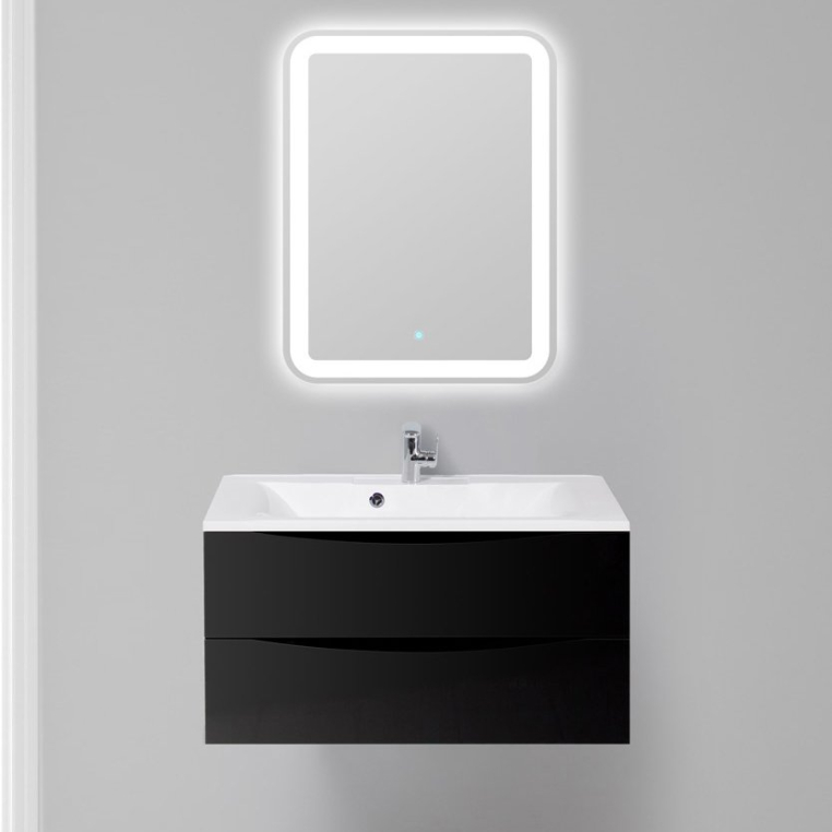 Комплект мебели BelBagno Marino 90 nero lucido (MARINO-900-2C-SO-NL-P+BB900/450-LV-MR-PR+SPC-MAR-600-800-LED-TCH)