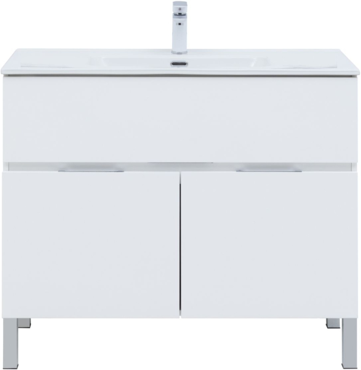 Тумба под раковину Aquanet Алвита New 100 1 ящик, 2 дверцы, белый матовый 00277554