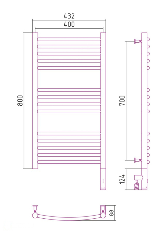 Электрический полотенцесушитель Сунержа Богема 3.0 выгнутая 800x400 МЭМ Пр. белый (12-5803-8040)