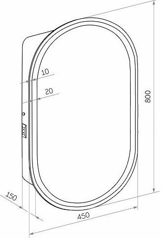 Зеркало-шкаф Stworki Мальмё МВК073 45, с подсветкой, черный, навесной, в стиле лофт, светодиоды (МВК073)