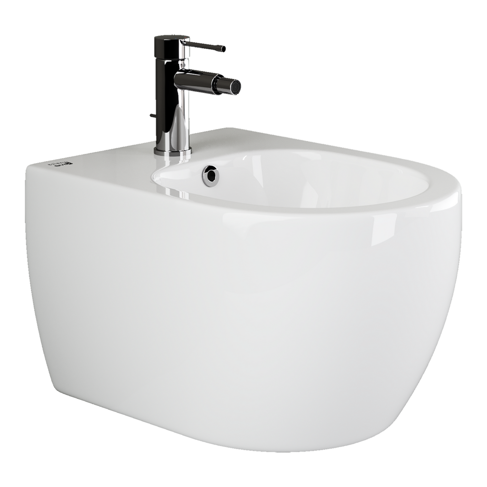 Подвесные биде CERAMICANOVA CN3002 Подвесное биде PLAY, 1 отверстие под смеситель, с крепежом для скрытого монтажа