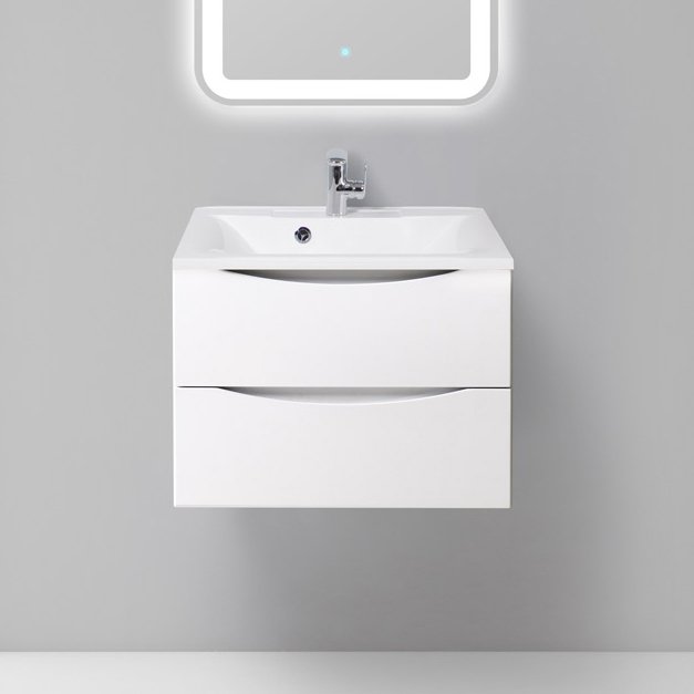 Тумба с раковиной BelBagno Marino 65 bianco lucido (MARINO-650-2C-SO-BL-P+BB650/450-LV-MR-PR)