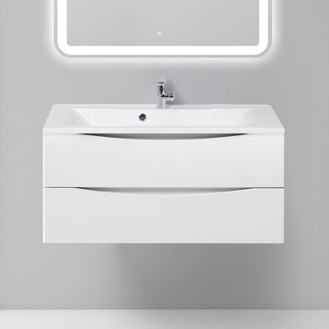 Тумба с раковиной BelBagno Marino 100 bianco opaco (MARINO-1000-2C-SO-BO-P+BB1000/445-LV-MR-PR)