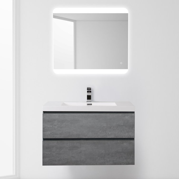 Комплект мебели BelBagno Luce 90 stucco cemento (LUCE-900-2C-SO-SCM+BB900AB+SPC-CEZ-800-700-LED-BTN)