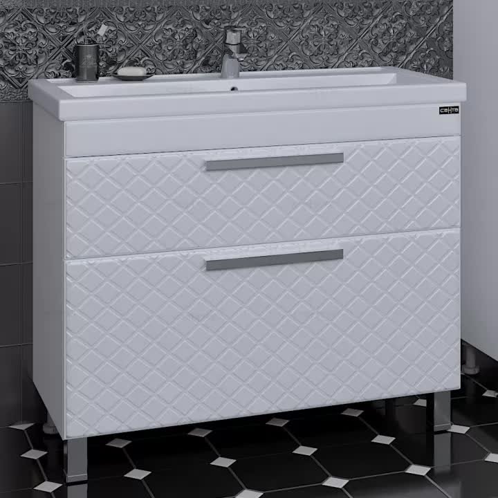 Тумба с раковиной СанТа Калипсо NEW 100 напольная 2 ящика (217011лN+Фостер 100)