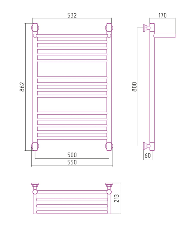 Полотенцесушитель водяной Сунержа Богема+ 55x86 01-0223-8050 хром