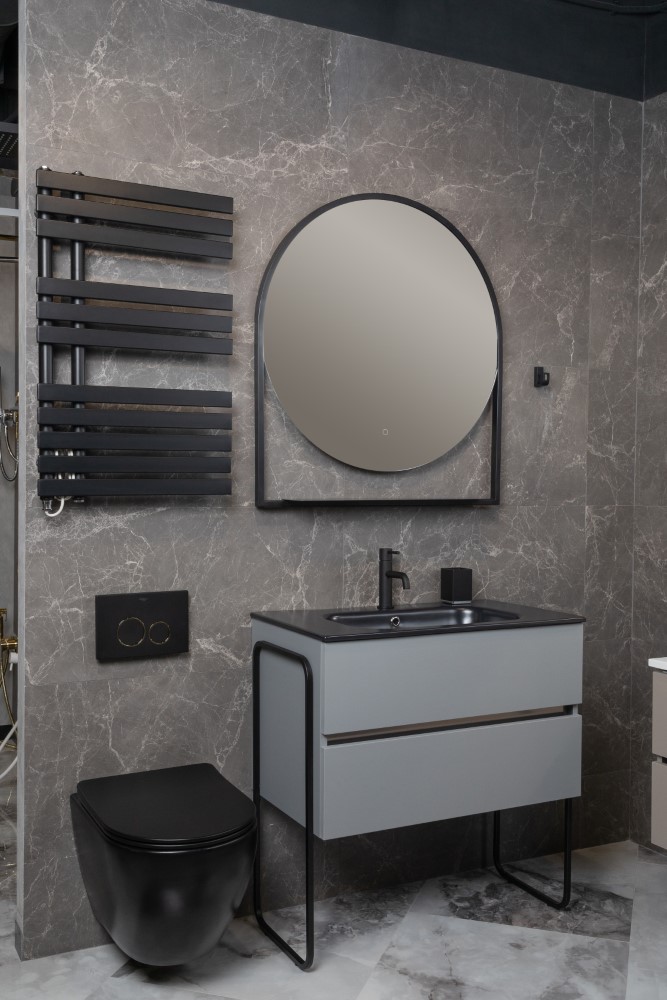 Тумба без раковины Vallessi 80*46cm DUST Grey мат 2 полки (402)