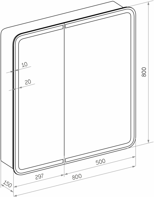 Зеркало-шкаф Stworki Ольборг МВК079 80, с подсветкой, навесной, белый, прямоугольный, в стиле лофт, с розеткой (МВК079)