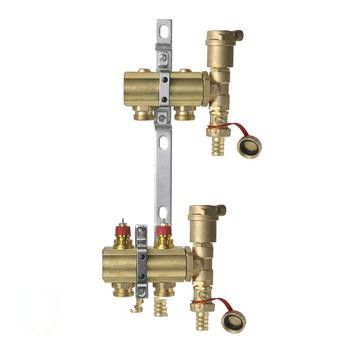 Комплект коллекторов Danfoss FHF-2 set из латуни с кронштейнами и воздухоотводчиками, 2 контура (088U0702)