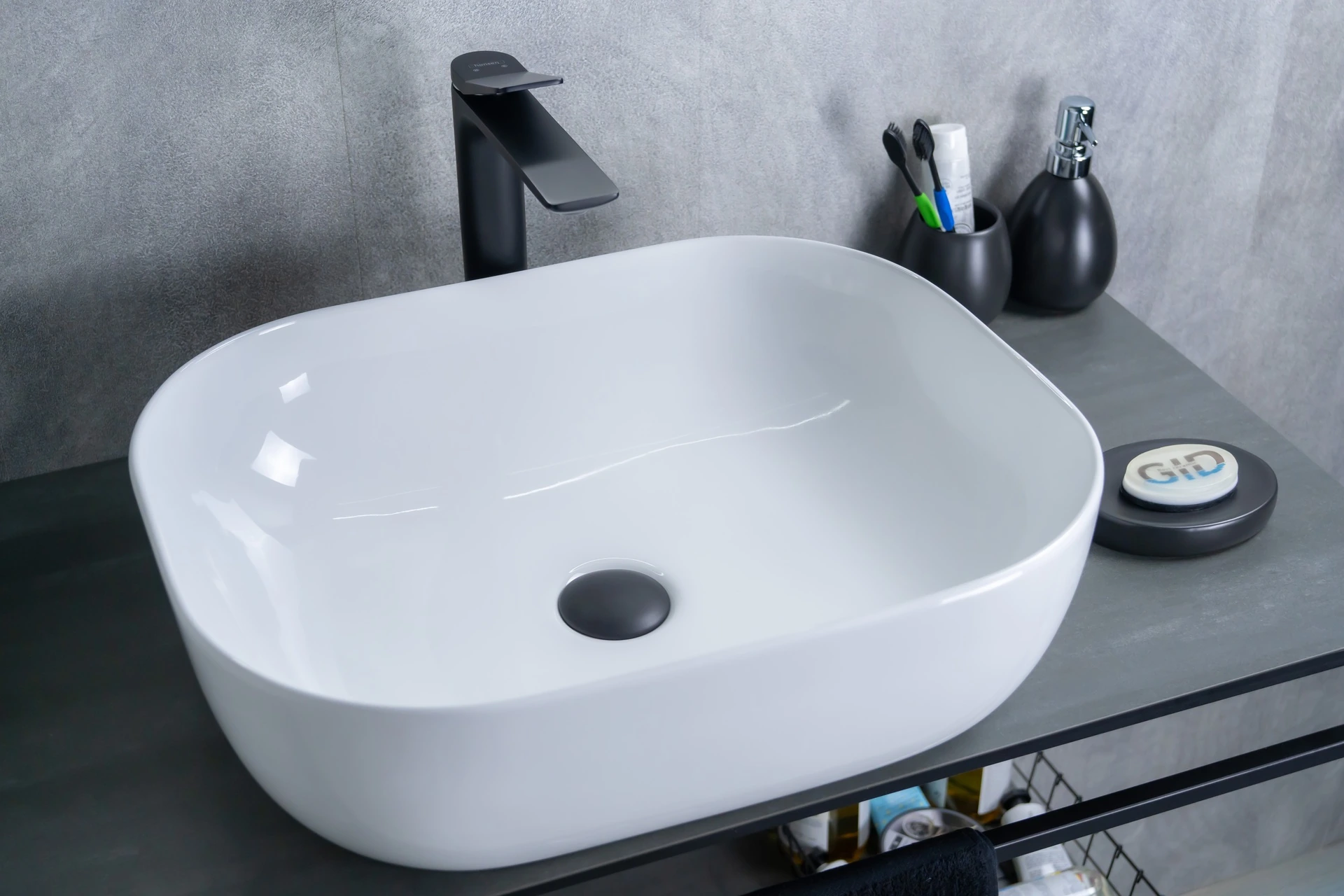 Раковина Gid D1302 51198 накладная белая 50x40x14