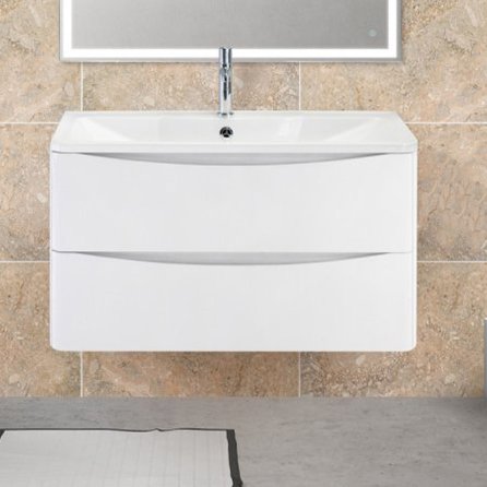 Тумба с раковиной BelBagno Acqua 100 подвесная, bianco lucido (ACQUA-1000-2C-SO-BL+BB1000/455-LV-MR-ALR)