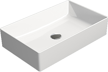 Раковина накладная GSI KUBE X 945311, 37x60, без перелива, белая глянцевая
