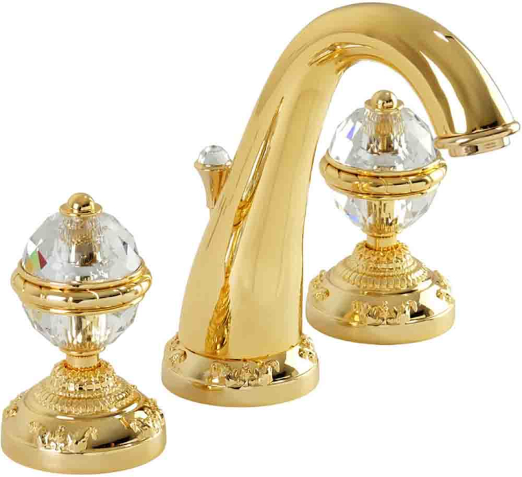 Смеситель для раковины Migliore Cristalia 27184 ручки CRYSTAL золото