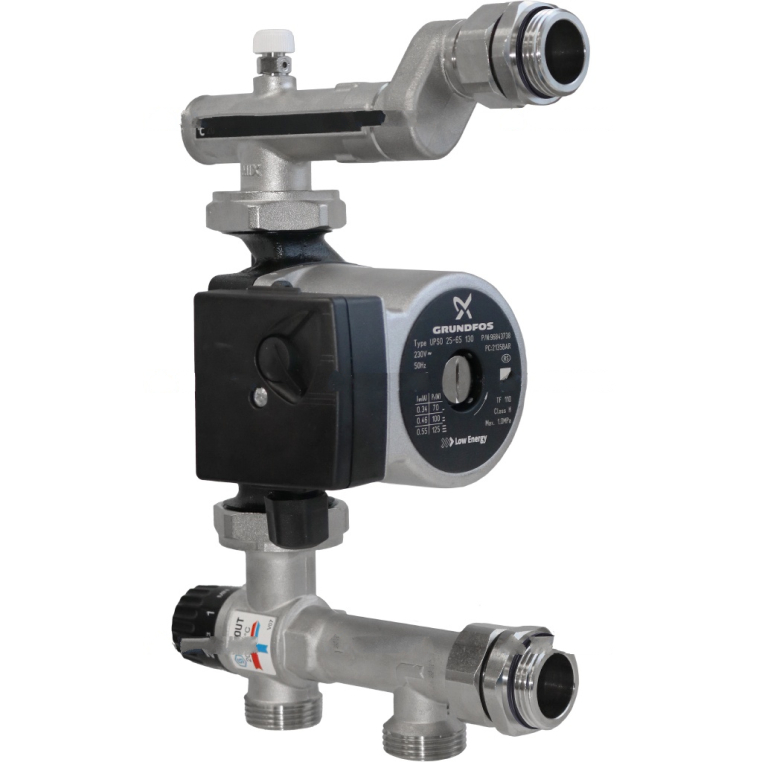 SDG-0120-005011 STOUT Насосно-смесительный узел с термостатическим клапаном 20-55°C, с насосом UPSO 25-65, 130 mm