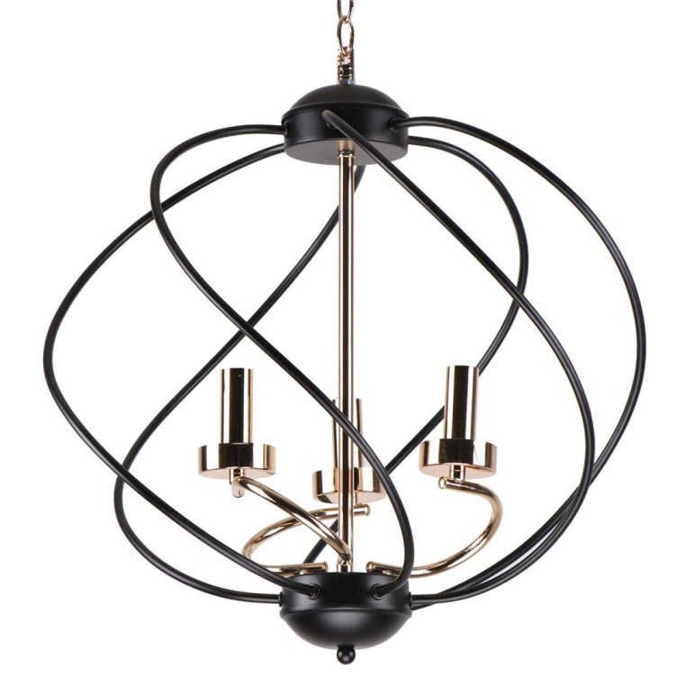 Подвесная люстра IMEX MD.0703-3-P BK+FGD 3x60 Вт E14