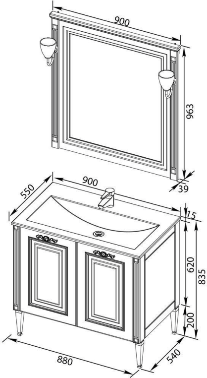 Мебель для ванной Aquanet Паола 90 белый/серебро (литьевой мрамор) 00182133