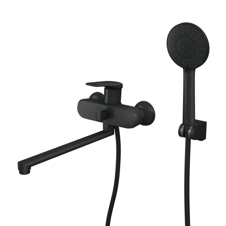 Смеситель одноручный для ванны RUSH Nevis (NE1735-51Black) с поворотным изливом черный