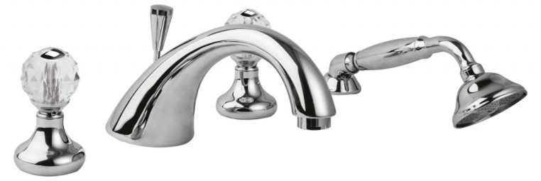 Смеситель на борт ванны с выдвижным душем Cezares ATLANTIS-BVD-01-Sw/M хром