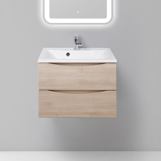 Тумба с раковиной BelBagno Marino 65 rovere grigio (MARINO-650-2C-SO-RG-P+BB650/450-LV-MR-PR)