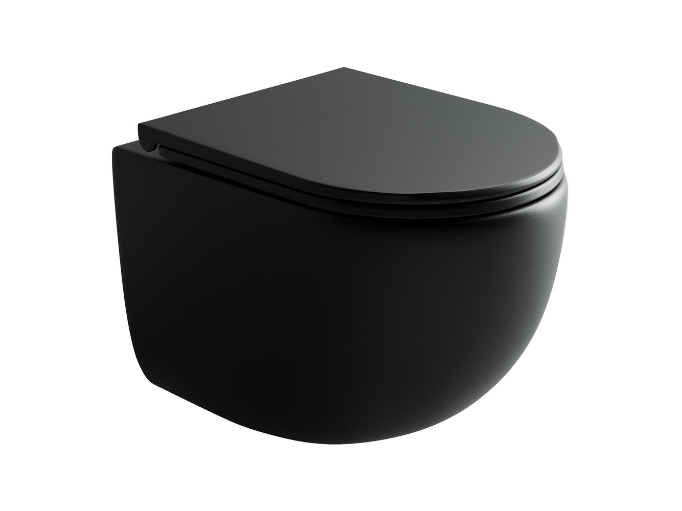 Подвесной унитаз UP безободковый, смыв Торнадо, с крепежом для полностью скрытого монтажа, ультратонким сидением с функцией быстрого снятия и крышкой с функцией плавного закрытия, цвет черный матовый