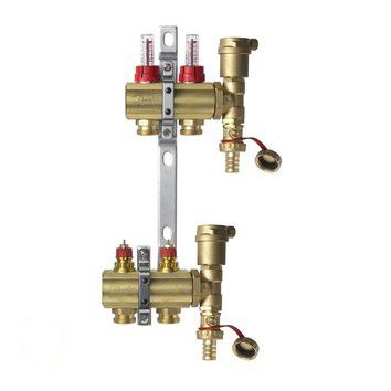 Комплект коллекторов Danfoss FHF-2F set из латуни, 2 контура (088U0722)