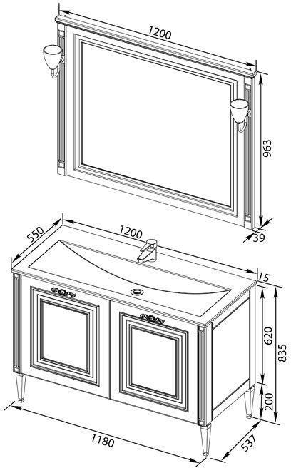 Мебель для ванной Aquanet Паола 120 белый/серебро (литьевой мрамор) 00182131