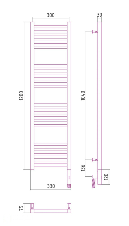 Электрический полотенцесушитель Сунержа Модус 3.0 1200x300 МЭМ Пр. (00-5701-1230)