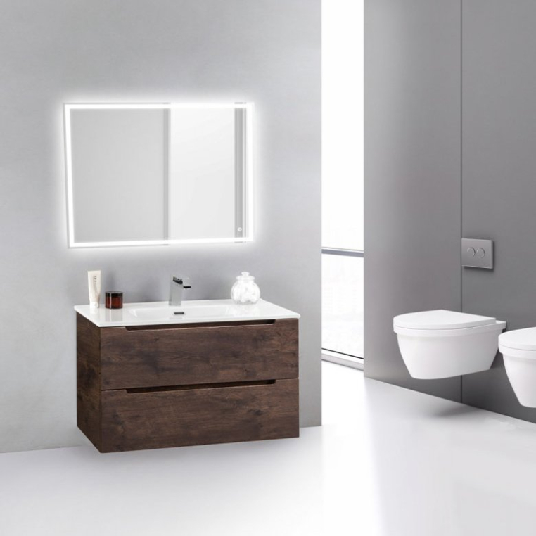 Комплект мебели BelBagno Etna 39 80 rovere moro (ETNA39-800/390-2C-SO-RW-P+BB800/390ETL+SPC-GRT-600-800-LED-TCH)