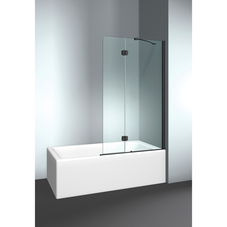 VismaraVetro VPV040906401500DT – Шторка на ванну PV 64х150Hсм, размер 100-102(60+40)см, DX (правая), стекло Transparent 04, профиль Matt Black 09, петли С67 внутреннее открытие, TPA