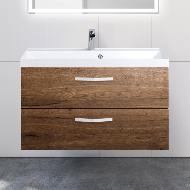 Тумба с раковиной BelBagno Aurora 90 rovere tabacco (AURORA-900-2C-SO-RT+BB900/450-LV-MR-AST+8.1135.192160.0270OP)