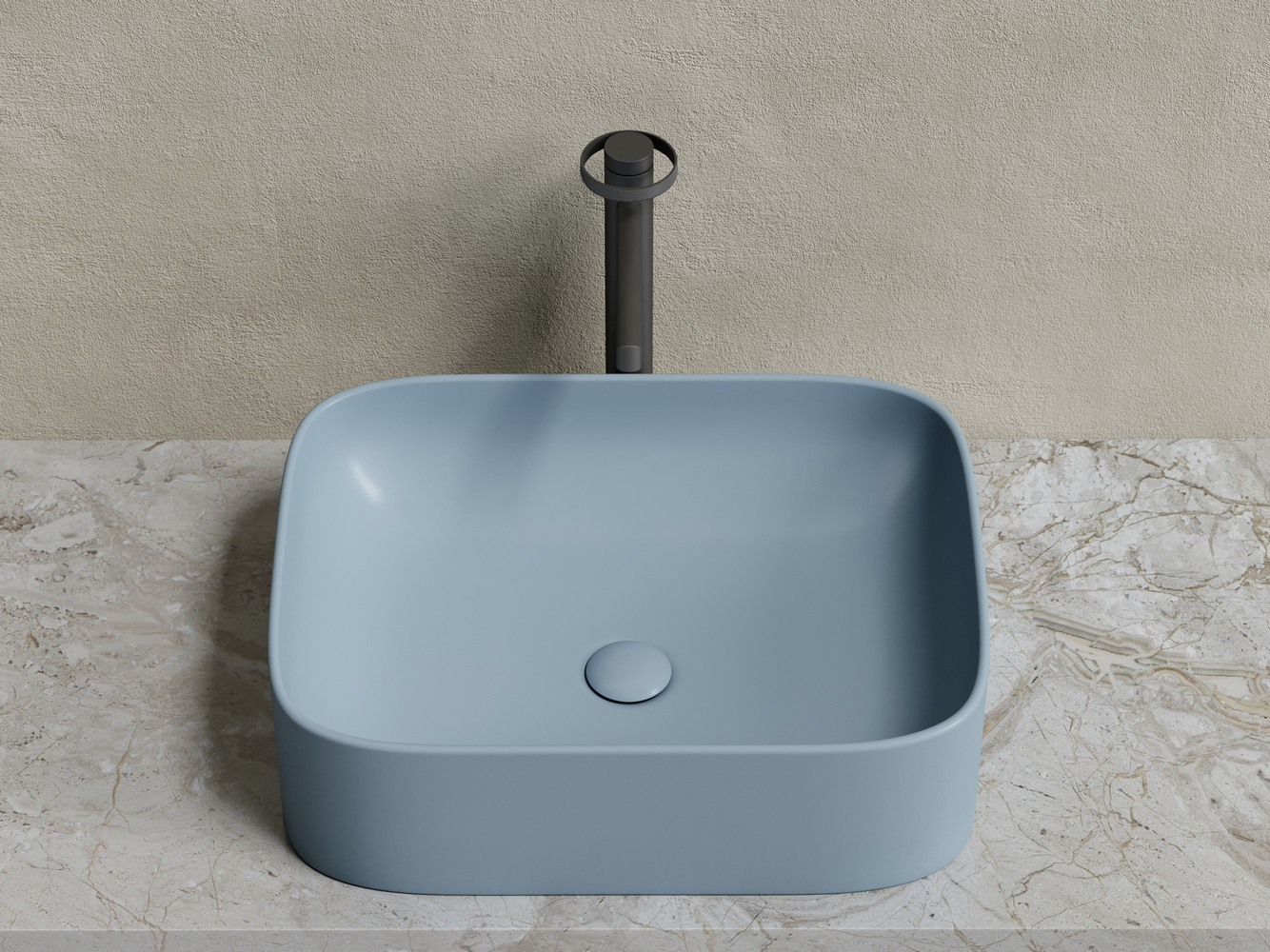 Умывальник чаша накладная прямоугольная (цвет Серо-Голубой Матовый) Element 505x380x150мм