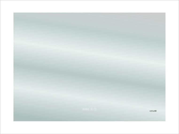 Зеркало Cersanit Led 060 pro 80*60, с подсветкой, антизапотевание, часы, Сорт1 прямоугольное (KN-LU-LED060*80-p-Os)