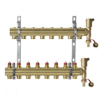 Комплект коллекторов Danfoss FHF-8 set из латуни с кронштейнами и воздухоотводчиками, 8 контуров (088U0708)