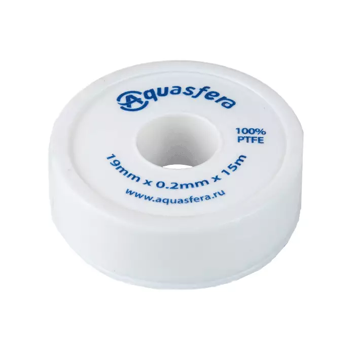 Лента ФУМ PTFE 6020 19ммх0,2ммх15м катушка среда: вода Aquasfera 6020-04