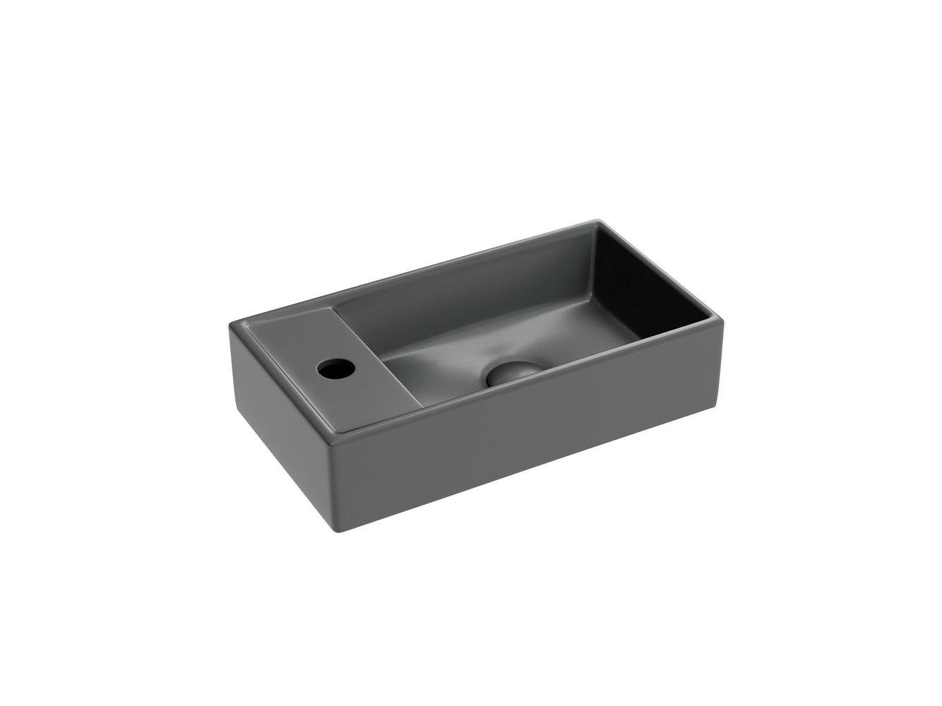 Умывальник подвесной прямоугольный (чаша справа, отверстие под смеситель слева) цвет темный антрацит матовый Element 407x217x100