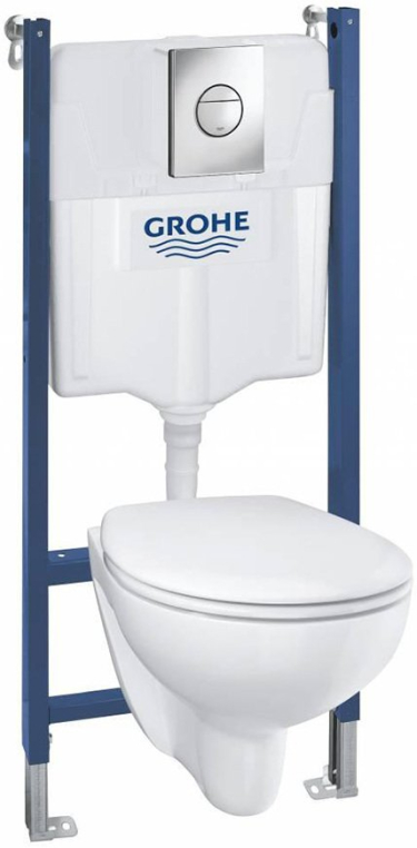 Набор Grohe Bau Ceramic система инсталляции Solido 5 в 1: подвесной унитаз, сиденье с микролифтом, панель смыва Sail, шумоизоляция 39415000