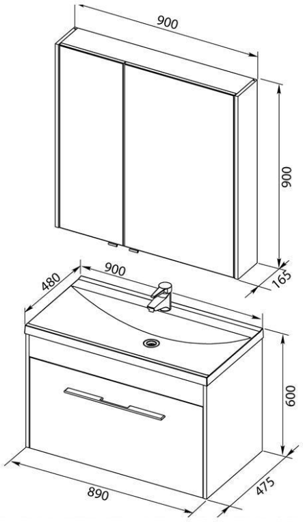 Мебель для ванной Aquanet Августа 90 белый (раковина Нота) 00287684