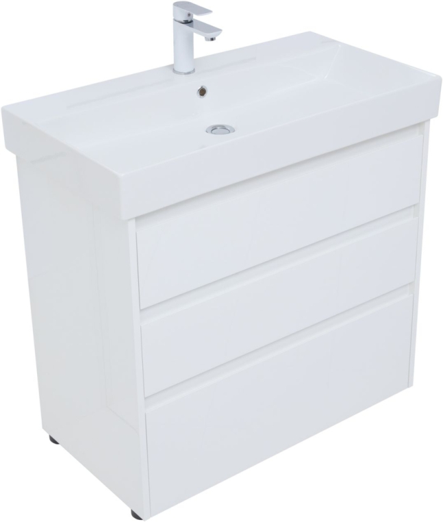 Тумба под раковину Aquanet Nova Lite 85 белый глянец (3 ящика) 00302475