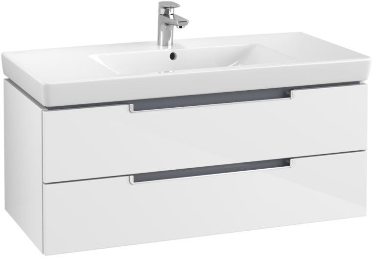 Тумба под раковину Villeroy & Boch Subway 2.0 987 x 420 x 449 mm A69000DH 2 выдвижных ящика,  Glossy White