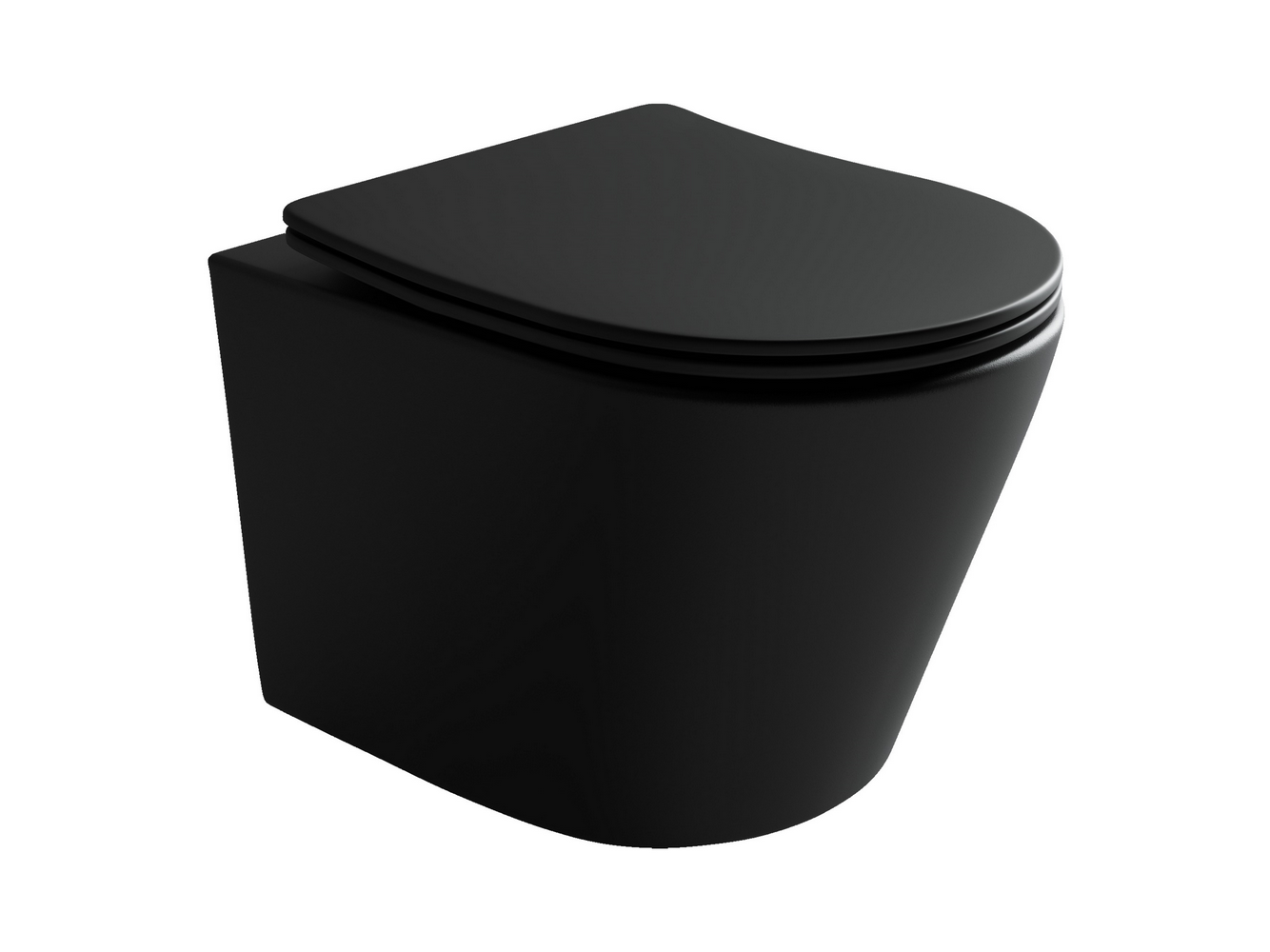 Подвесные унитазы CERAMICANOVA CN6000MB Подвесной унитаз Balearica Rimles цвет Чёрный Матовый 490*365*360 с крепежом, с сиденьем-кр