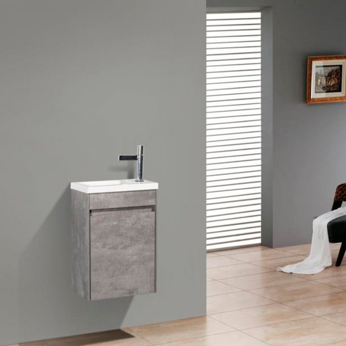 Тумба с раковиной BelBagno Pietra Mini 40 R stucco cemento (PIETRA MINI-400-1A-SO-SCM-R+BB-400-PM-LVB)