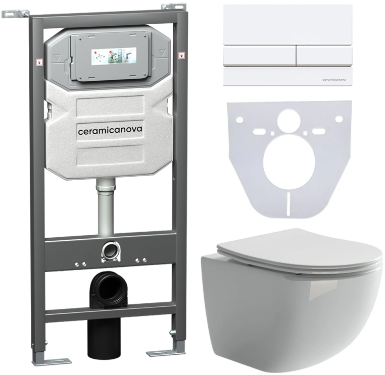 Инсталляция с унитазом и с кнопкой смыва Ceramica Nova CN3009_1002W_1000