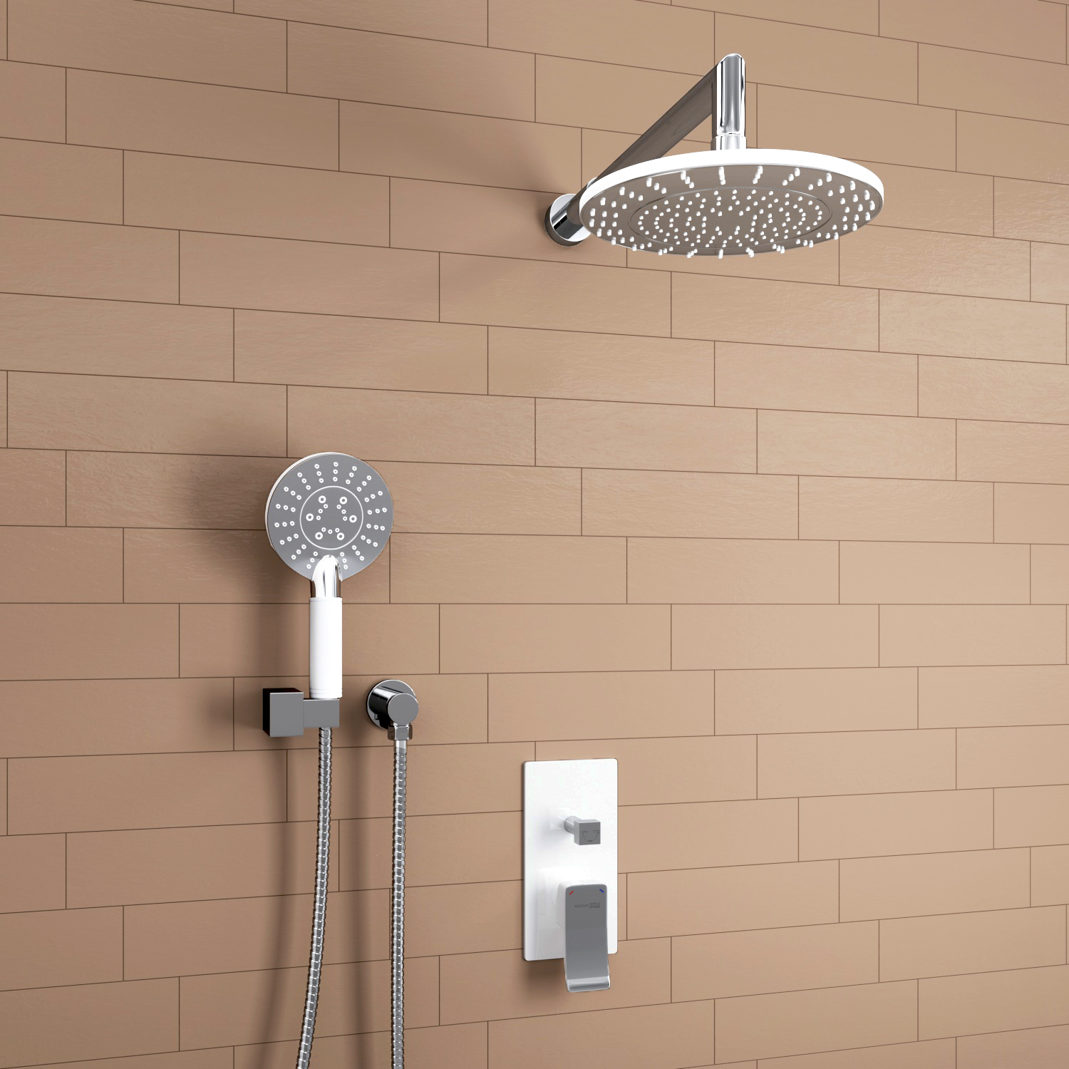 A16067WHITE Встраиваемый комплект для душа с верхней душевой насадкой и лейкой