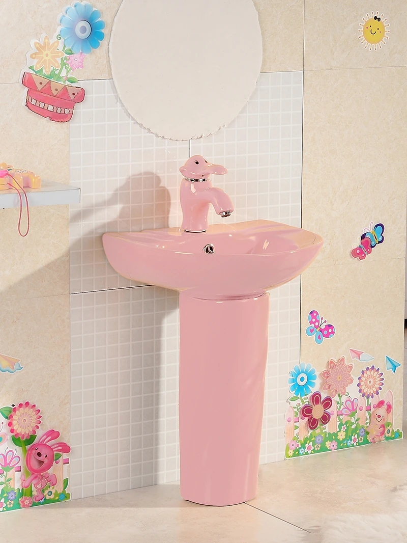 Раковина Gid Nb192-PK 69909 накладная с пъедесталом розовая  43x36x51